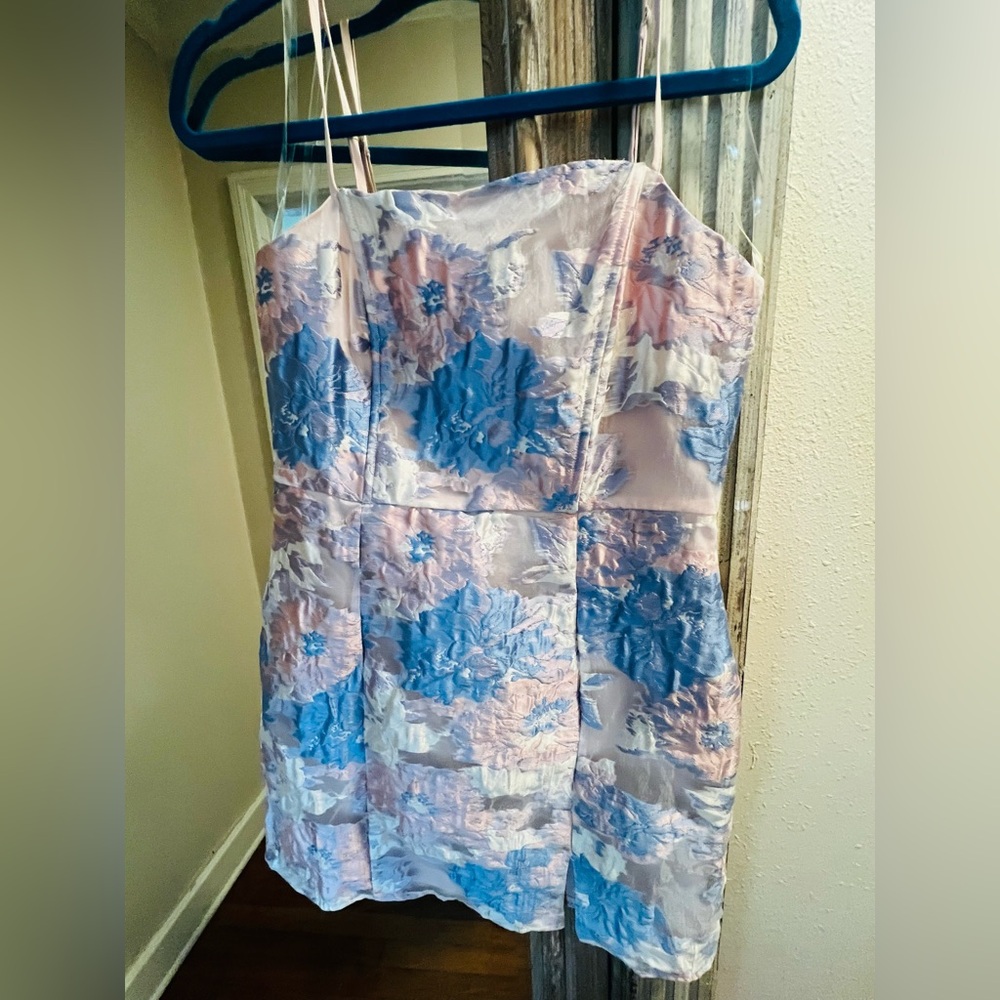 Main Strip Spaghetti Strap Dress in Pink and Blue